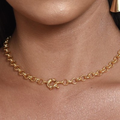 Detalhes do produto Colar Choker Elo Português Fecho Boia