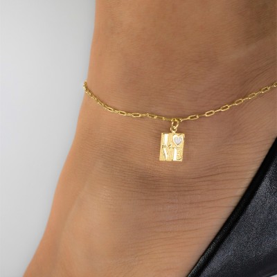 Detalhes do produto Tornozeleira Love Banho Ouro 18k