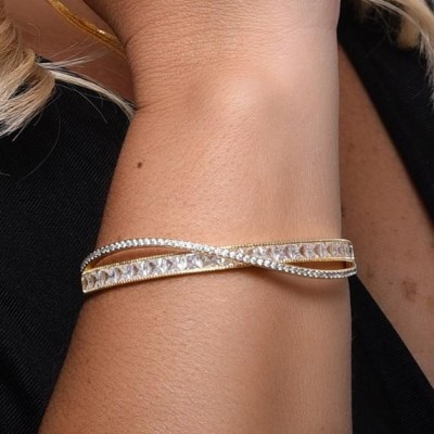 Detalhes do produto Bracelete com Pedras e Microzircônias Cristal